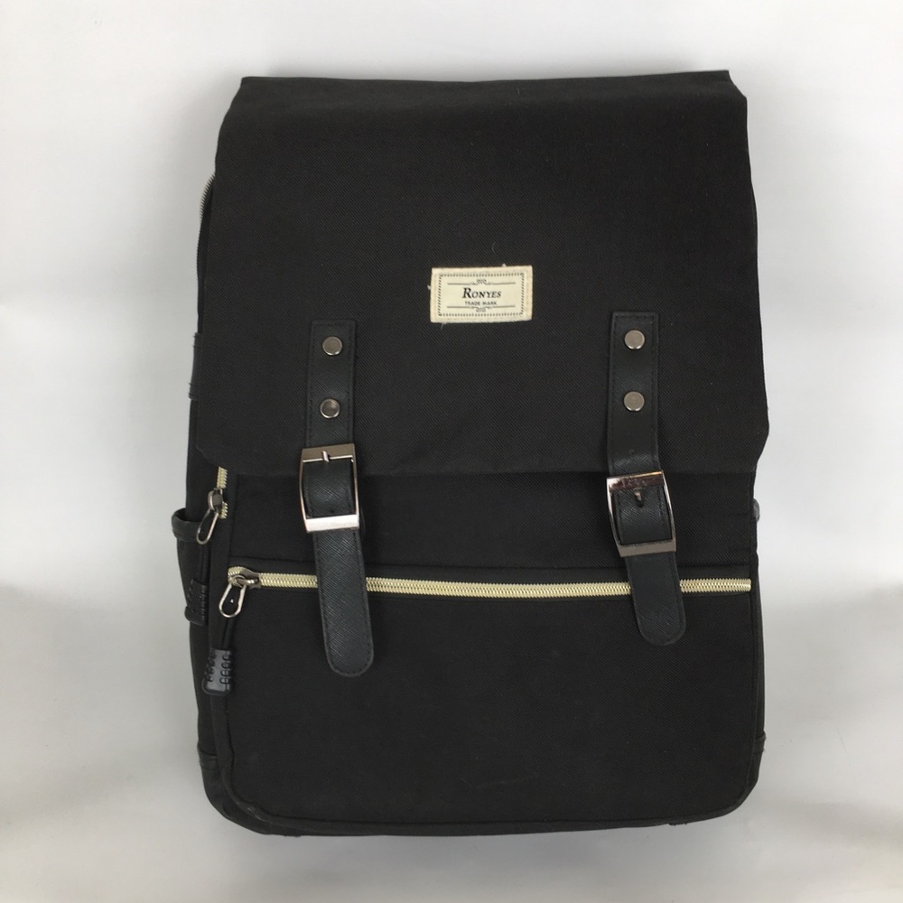 ⚜️Black Canvas Flap Backpack for Women - Picture 2 of 15